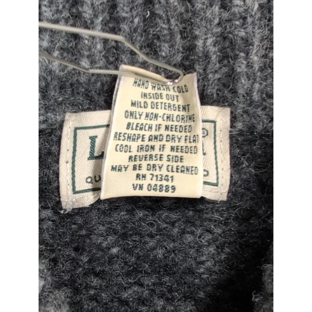 L.L. Bean 100% Lambswool Sweater Mens Large Gray Henley Shawl Collar Vintage
